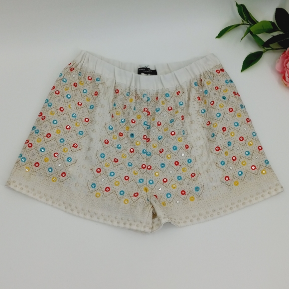 ROMEO & JULIET COUTURE Sequin Embellished Embroidered High Rise Dressy Shorts 27 - Picture 2 of 14
